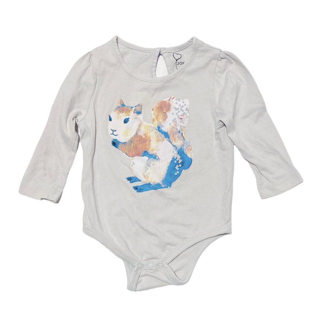 Joe Fresh Squirrel Print Ruffle Shoulder Onesie
